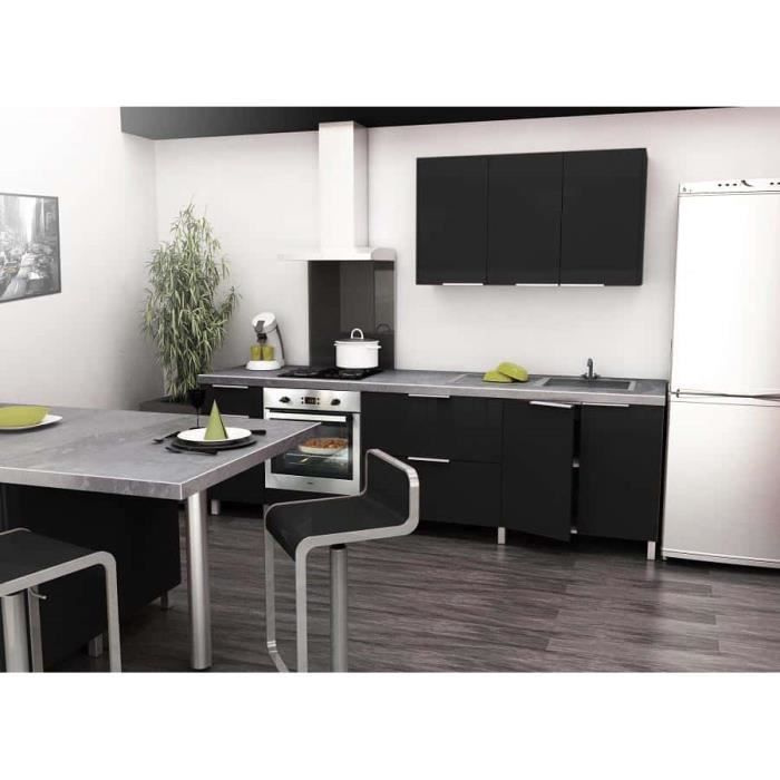 Cuisine Type 2M60 - 260cm - Noir - Cuisine complète