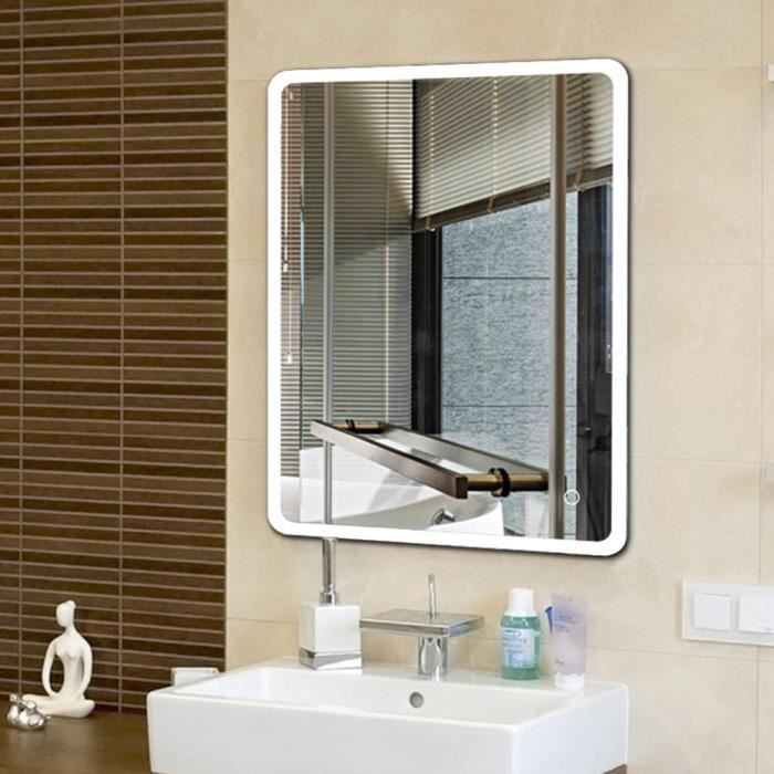 Keisha Miroir de SDB Coin arrondi LED miroir avec éclairage 80*60cm