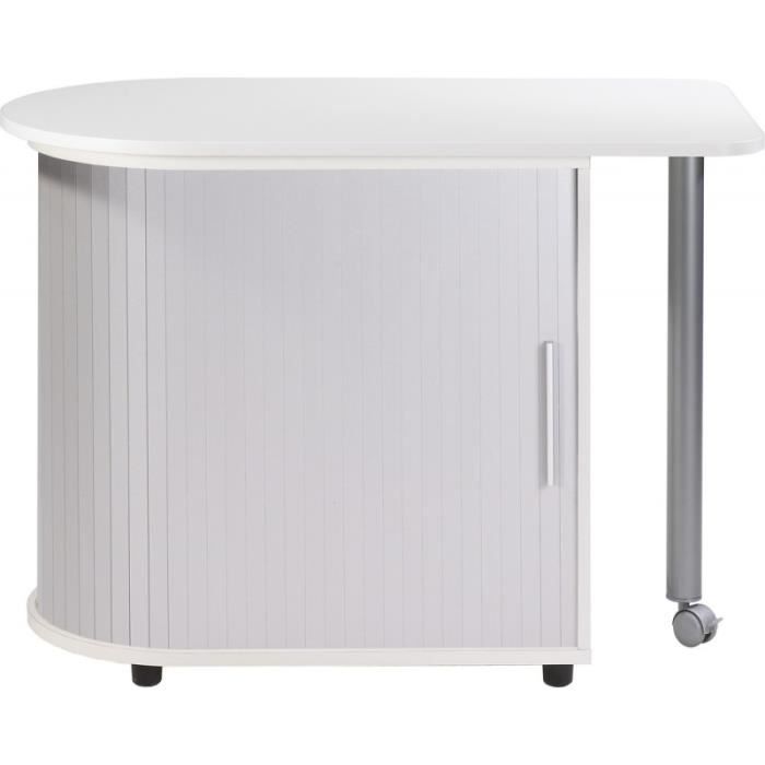 bureau informatique blanc et table pivotante - aluminium - l 105 x l 55 x h 74.7 cm
