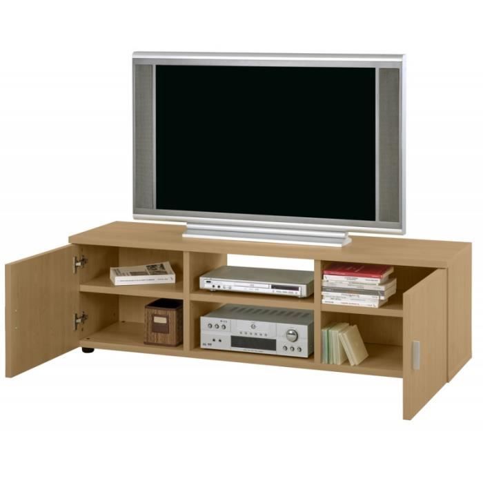 meuble tv 150 cm 65 pouces maxi 2 portes - chêne naturel - l 150. x l 42.5 x h 49.9 cm