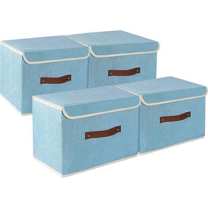 Lot De 4 Grandes Boîtes De Rangement Extra Large Avec Zip - 73x33x38 Cm - Noir