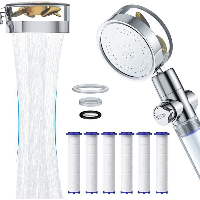Pommeau De Douche Haute Pression Anti-Calcaire – Pivotant 360°, Économie D'Eau, Finition Chrome