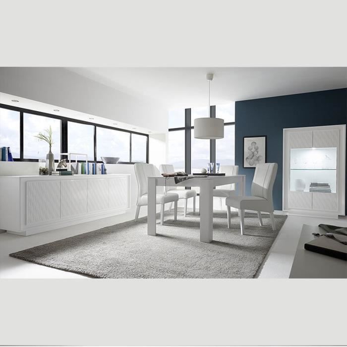 Salle à manger blanc laqué design et motifs ERINE 3 140 cm Avec 1