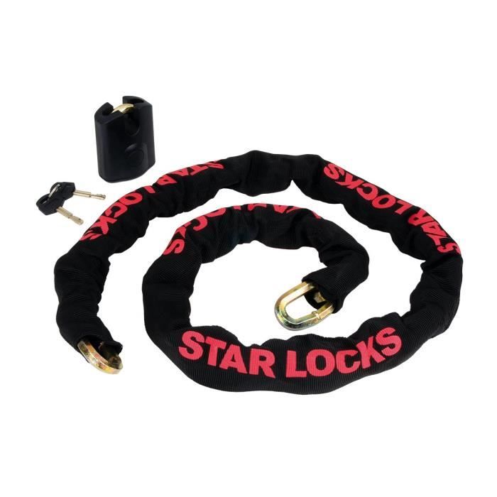 Chaîne + Cadenas - STAR LOCK - Longueur 150 cm - Acier - Verrouillage à clé - En applique