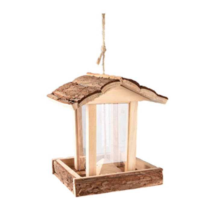 Meilleurs prix pour Mangeoire à graines JARO - animallparadise - 18 x 17,5 x 20,5 cm - Bois avec écorce - Petit - Oiseau - Extérieur