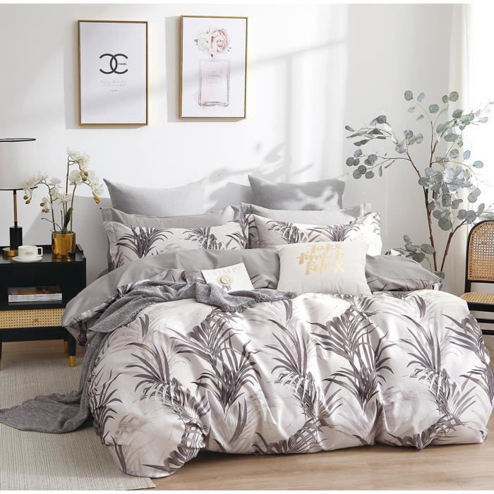 Parure De Lit 3 Pièces Fanny & Céline - Housse De Couette 240x220 Cm + 2 Taies 65x65 Cm - Percale 100% Coton, 80 Fils