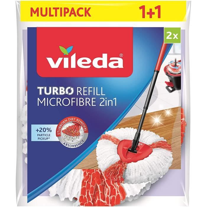 Vileda Recharge Turbo 2en1, microfibres rouges et blanches - Sachet  contenant 2 recharges[52] - Cdiscount Maison