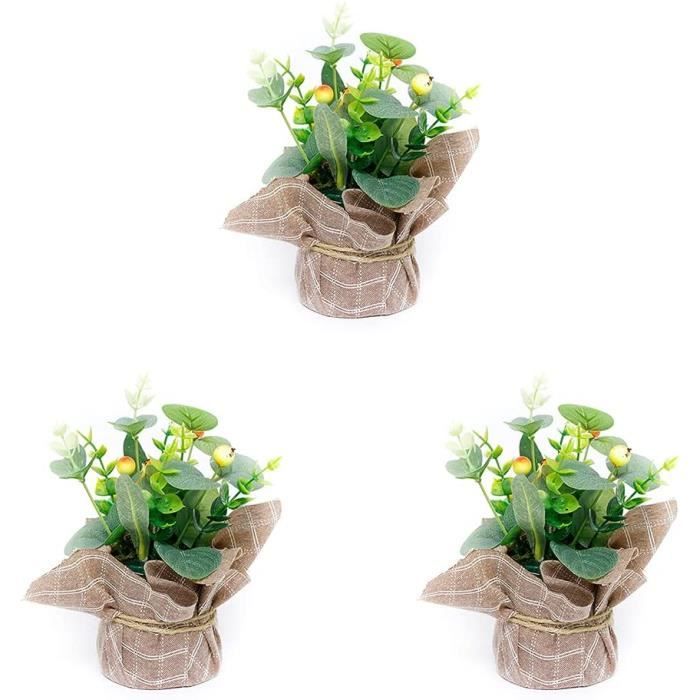 Lot de 3 fleurs artificielles en pot - Plantes vertes - Fleurs séchées pour  décoration de table, balcon, salon, chambre à coucher (m - Cdiscount Maison