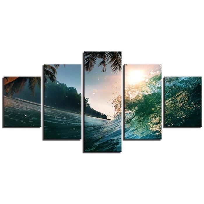 Tableau de décoration murale - Moderne - Vagues de l'Océan - 150x80cm ...