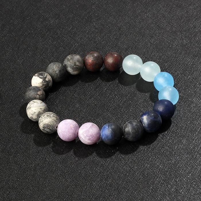 Bracelet Pierres Système Solaire - Planètes, Cosmos, Galaxies, Multicolore, Longueur 17-18 Cm, Sans Fermoir