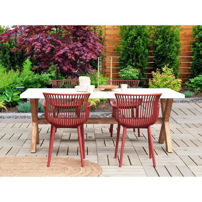Lot de 4 chaises de jardin rouges PESARO Lot de 4 chaises de jardin rouges PESARO