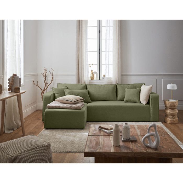 Topaze - canapé dangle réversible - 4 places - convertible avec coffre - en tissu - Vert Topaze - canapé dangle réversible - 4 places - convertible avec coffre - en tissu - Vert