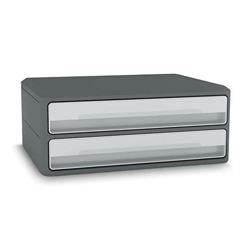 Module de rangement - MoovUp - 9-011 - 2 grands tiroirs - Gris foncé - Gris clair