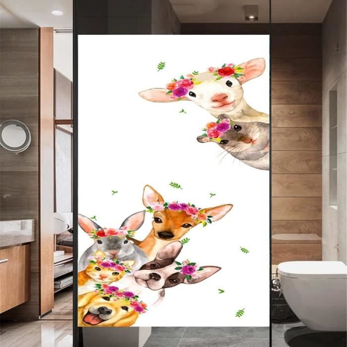2 Films De Fenêtre Décoratifs - Motif Fleurs & Oiseaux - 45x100 Cm - Autoadhésif, Protège L'intimité Et Laisse Passer La Lumière