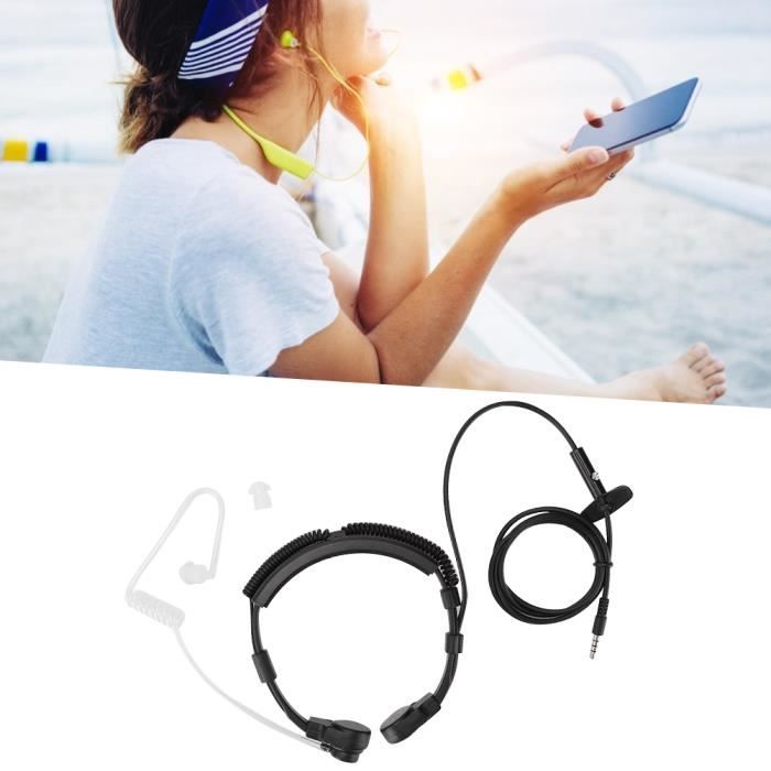 Micro De Gorge Réglable Avec Écouteur Tube Acoustique - Compatible Talkie-Walkie - Robuste Et Discret