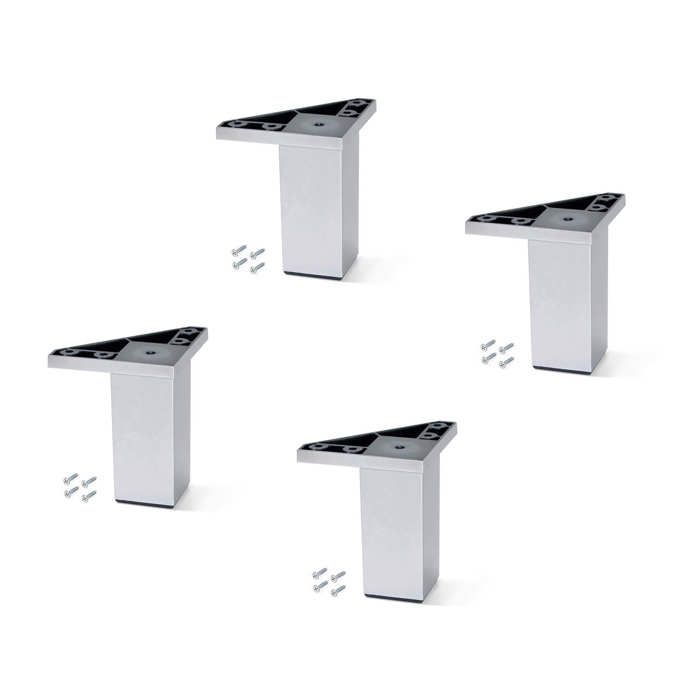 Lot de 4 pieds pour meuble Alumix 1 - hauteur 100mm - Plastique - chromé Lot de 4 pieds pour meuble Alumix 1 - hauteur 100mm - Plastique - chromé