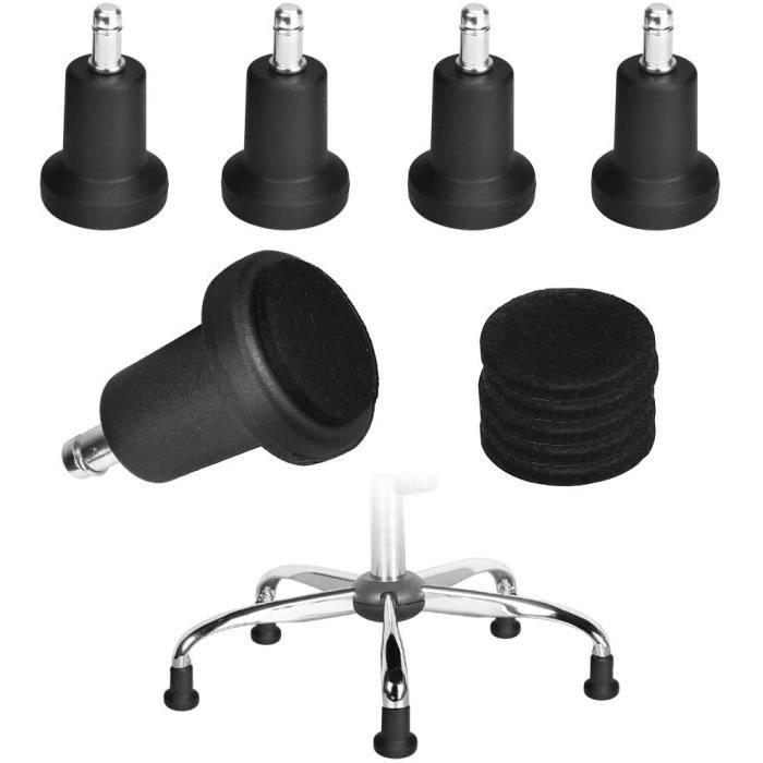 Roulettes Pivotantes Noir Cloche Glisse 50mm Avec Coussinets Feutre Chaise pour Chaise Pivotante 2 Pouces Bureau-5PCS
