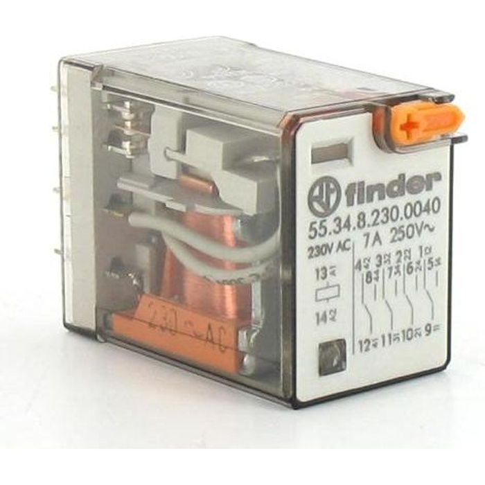 Relais électrique Finder 46.61.8.230.0040 - 1A, 1920W, 230V, Noir - Neuf Avec Support