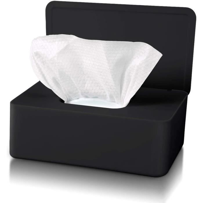 Boîte à Mouchoirs En Plastique Noir Avec Couvercle - Organisateur Pour Bureau Ou Maison, 20,5 X 12 X 10 Cm