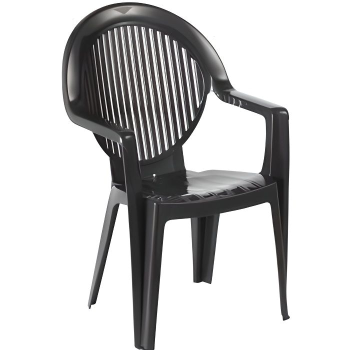 Fauteuil - GROSFILLEX - FIDJI 2 - Anthracite - Plastique - Fonctionnel Fauteuil - GROSFILLEX - FIDJI 2 - Anthracite - Plastique - Fonctionnel