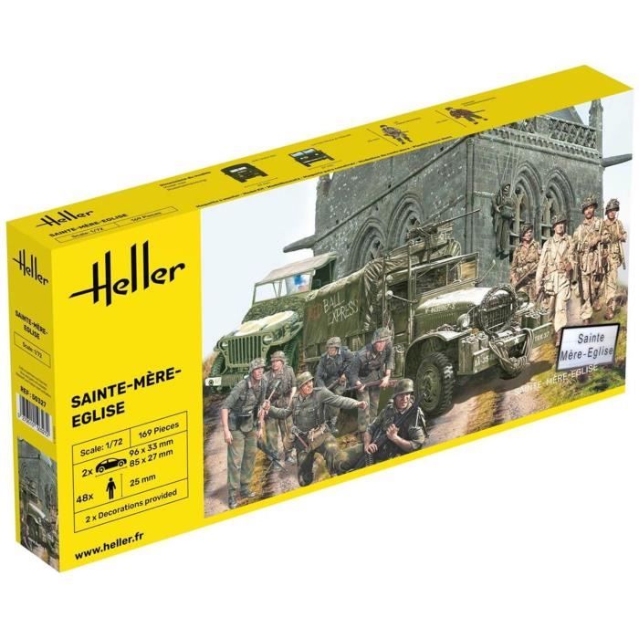 Maquettes véhicules militaires - Heller - Sainte Mère l'Eglise - GMC - JEEP - figurines