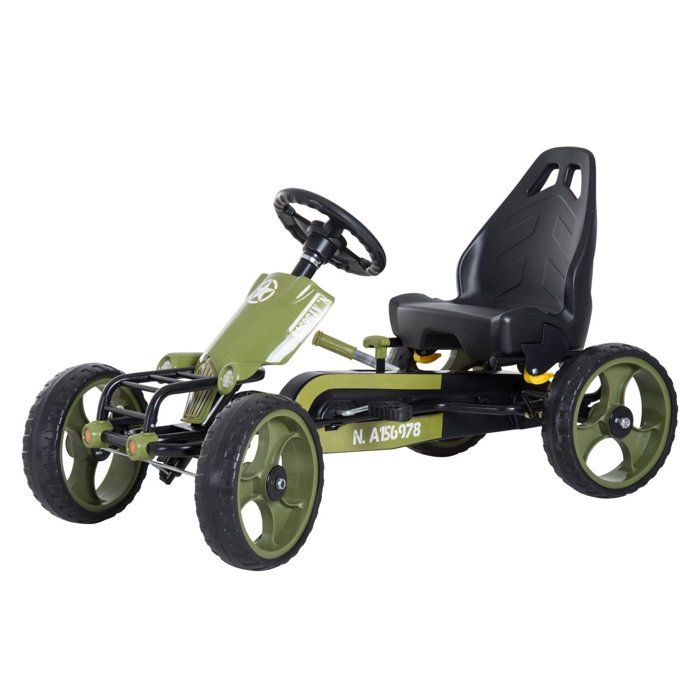 Kart à pédales militaire pour enfants HOMCOM - siège réglable, frein  manuel, roues AR EVA - vert et noir - Cdiscount Jeux - Jouets