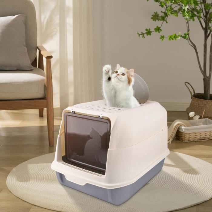 Meilleurs prix pour Maison de Toilette pour Chat - JEOBEST - Bac à Litière Fermé 36*51*34cm - Gris - Moyen - A monter soi-même