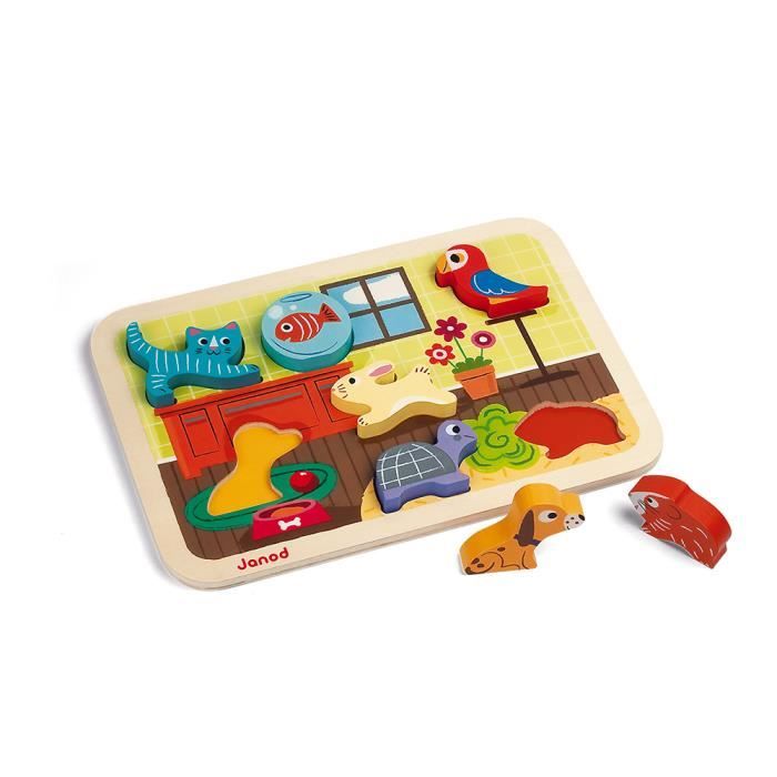 Janod Chunky Puzzle Animaux 7 Pcs Bois Des 18 Mois Cdiscount Jeux Jouets