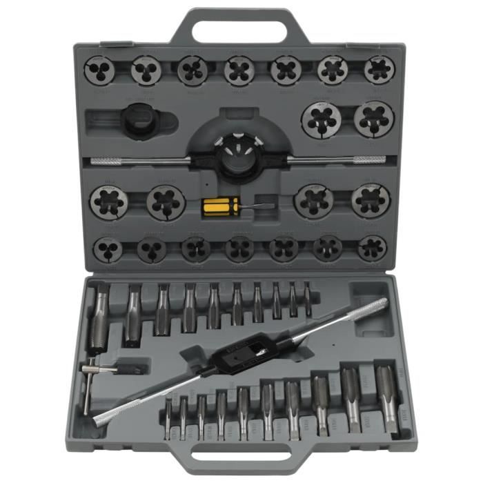 Aceteel Jeu De Tarauds Et Filières M10 X 1.25 – Main Gauche + Taraud HSS + Filière Ronde Acier – Filetage Précis Et Durable