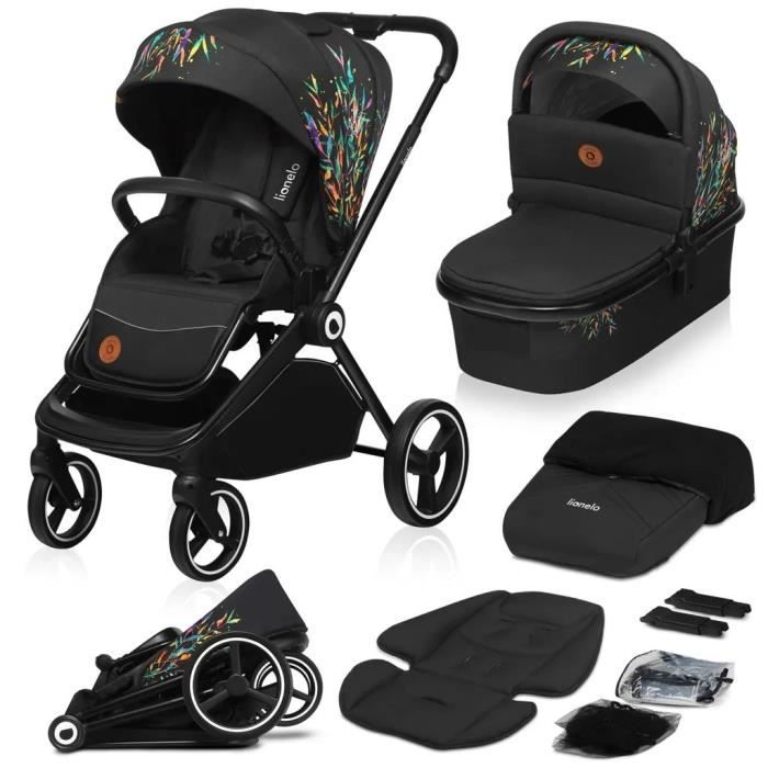 LIONELO Mika poussette enfant compacte 2en1, nacelle, poussette canne, poussette  cosy, un habillage de pluie, moustiquaire, Bleu