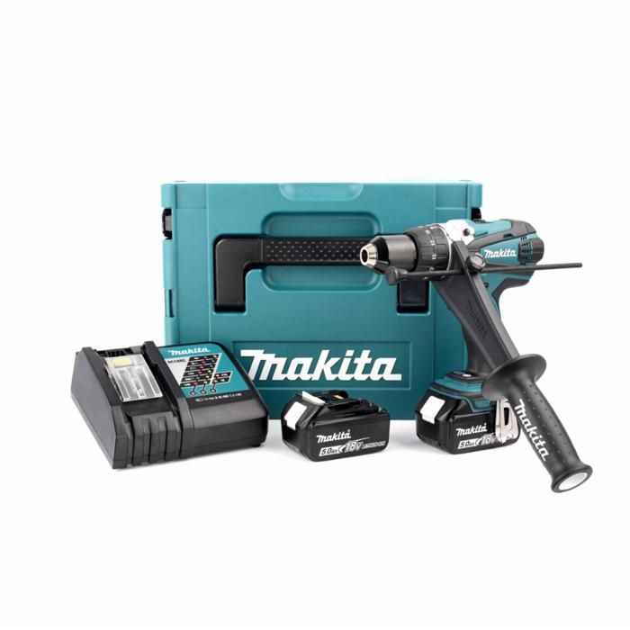 Perceuse visseuse à percussion - MAKITA - DHP458RTJ - 13 mm - 2x5ah 18 V Li-ion