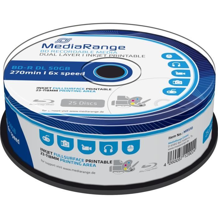 Disque Blu-ray Réinscriptible Emtec BD-R - Simple Couche, Boîtier Simple - Pour Enregistrement Et Effacement Multiple