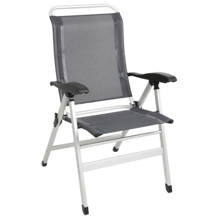 midland fauteuil de camping en aluminium confort 7 réglages d'inclinaison gris 40