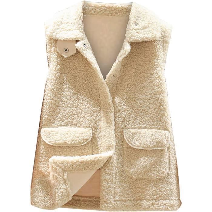 Gilet Sans Manches Femme Réversible Polaire - Chaud Et Doux Pour Automne/hiver - Coupe Classique Avec Poches - Multi Coloris