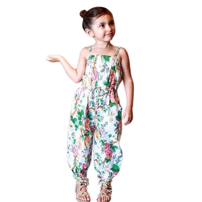 Combinaison A Bretelles Salopette Fleurie Mode Ete Multicolore Pour Bebe Enfant Fille Blanc Cdiscount Pret A Porter