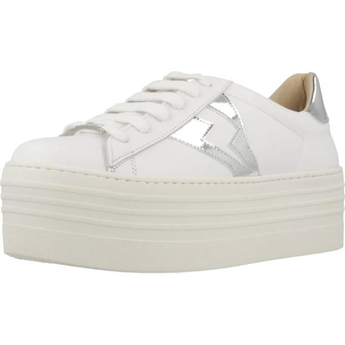 YELLOW Basket Femme - YELLOW - 86329 - Talon Carré - Lacets - Blanc