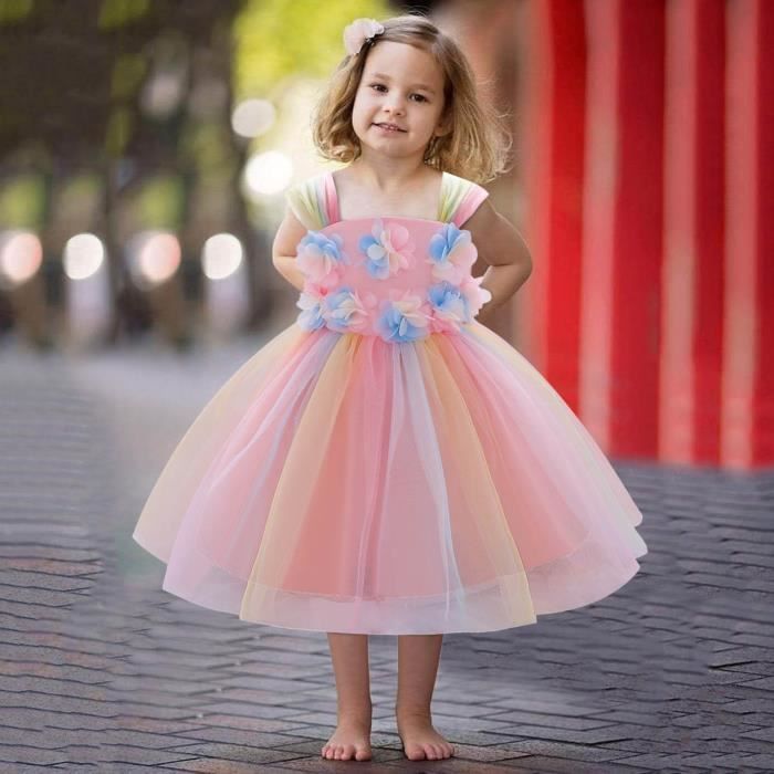 2pcs Bébé Enfants Filles d'été floral plissé princesse robe chapeau vêtements Set 