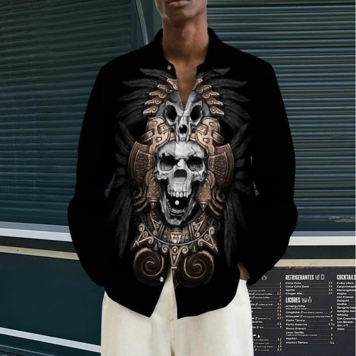 RUIRUILICO Chemise Homme Manches Longues Décorée De Noël Chemisette Col