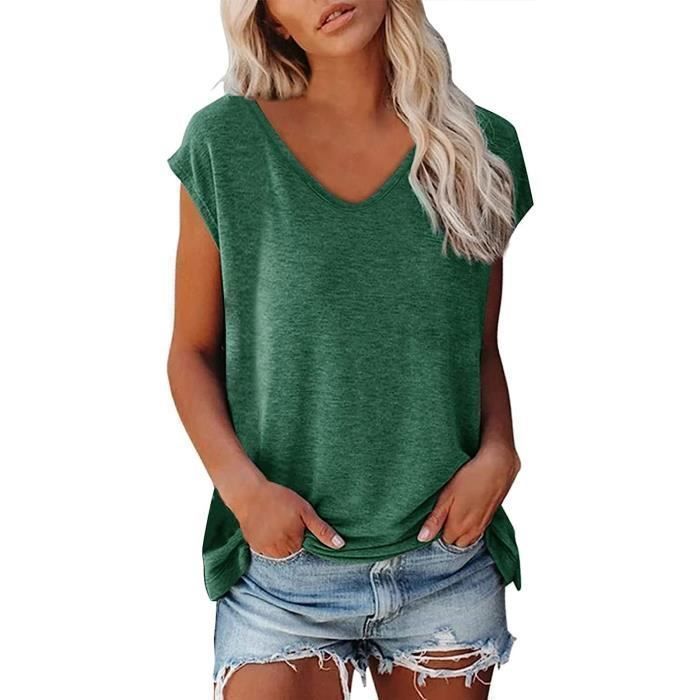 T-shirt manches courtes vert femme