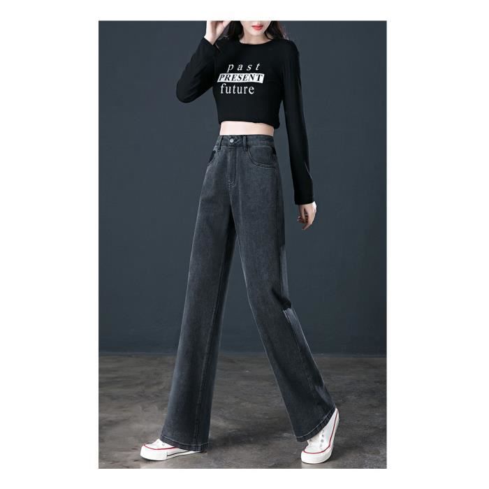 Jean femme Taille haute Coupe droite Style vintage