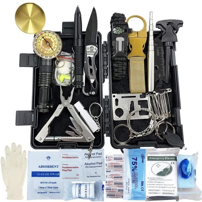 Kit De Survie D’Urgence Complet – Outils, Premiers Soins, Sac à Dos Randonnée