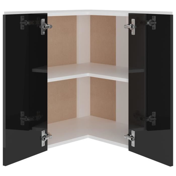 abb armoire d'angle suspendue noir brillant 57x57x60 cm aggloméré - qqmora - air63055