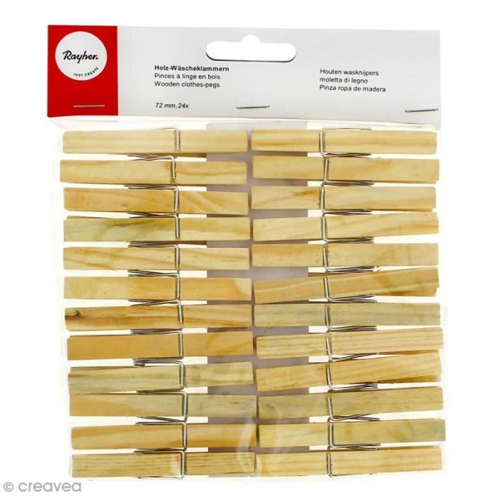 COM-FOUR 80 Pinces à Linge XL En Bois De Bouleau - Pinces Naturelles Durables 9cm