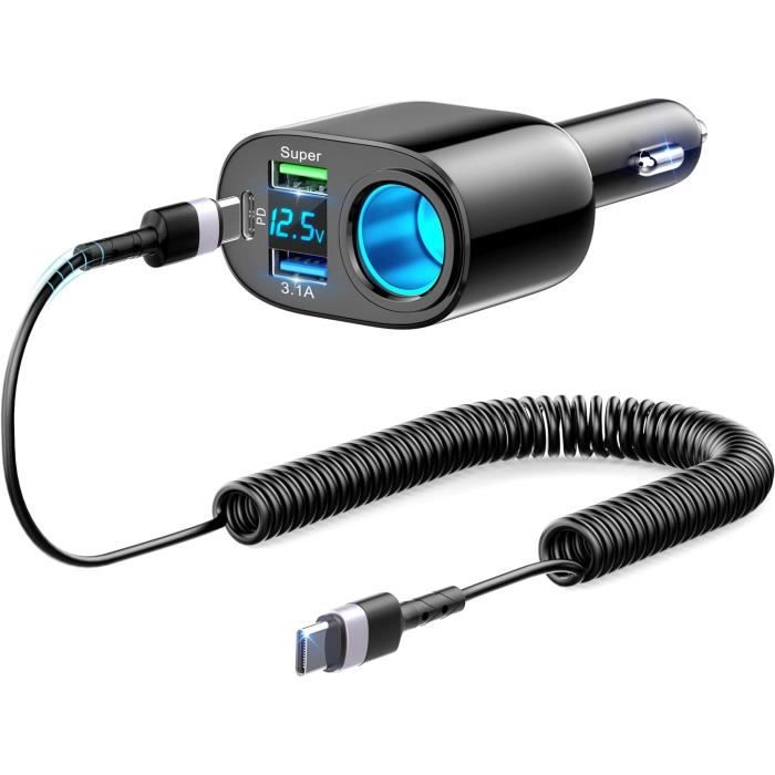 CGEAMDY Prise Adaptateur Allume Cigare USB Chargeur Telephone Voitures, Chargeur Allume-Cigare Voiture Universal, Transmetteur FM Bluetooth, Adaptateur Bluetooth Voiture Transmetteur FM Radio Voiture