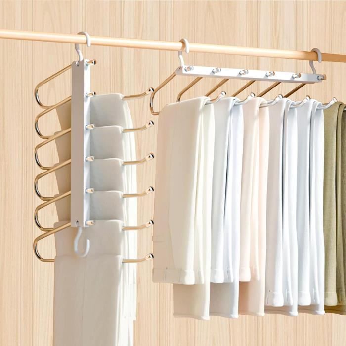 2 Pièces Cintre Pantalon En Bois Gain De Place - Ceintres Pour Pantalons, Écharpes Et Serviettes