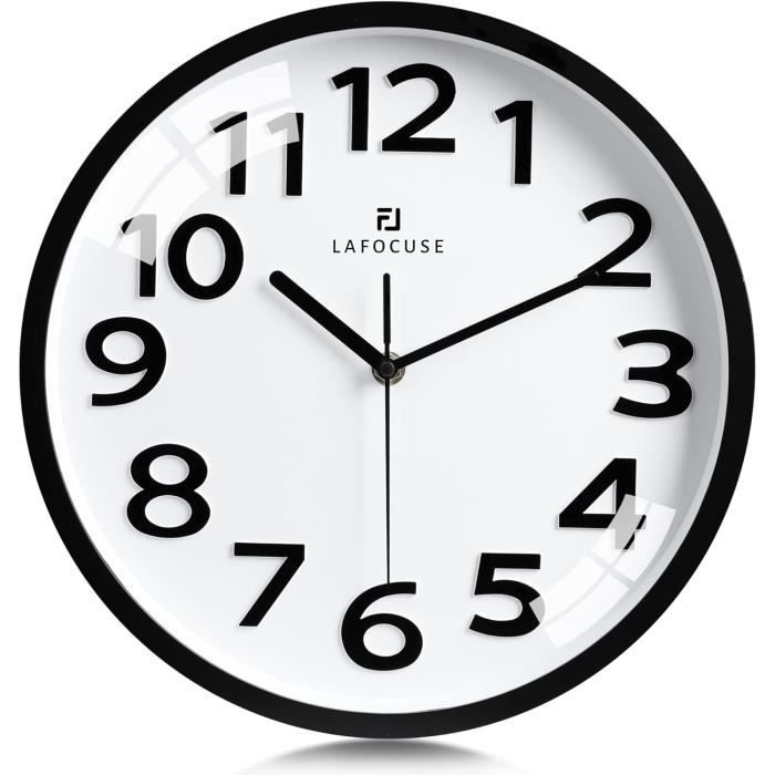 Horloge Murale Marbrée Rouge/blanc/rose – 25 Cm – Silencieuse – Design Sans Cadre – Pour Salon Ou Bureau