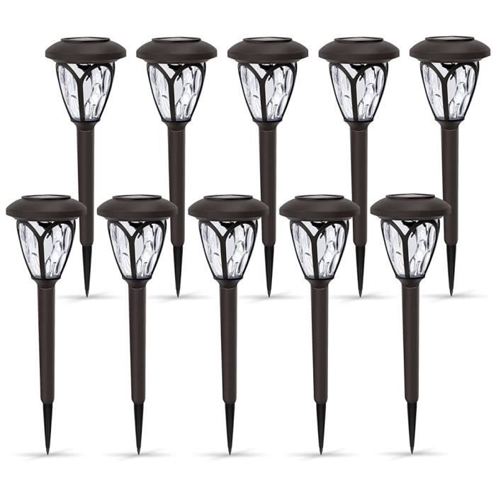 Lot de 10 lampes solaires LED pour escaliers, éclairage d'extérieur
