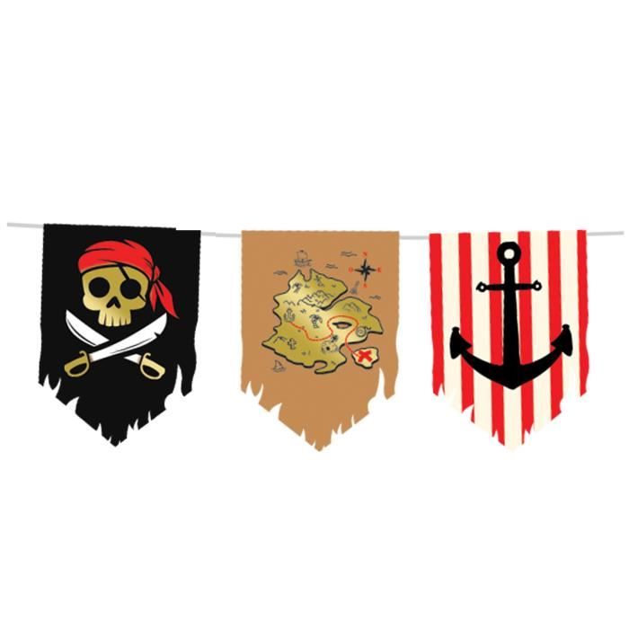 Guirlande Pirate Oblique Unique - 4 Motifs, 2m, Décoration Fête Enfant