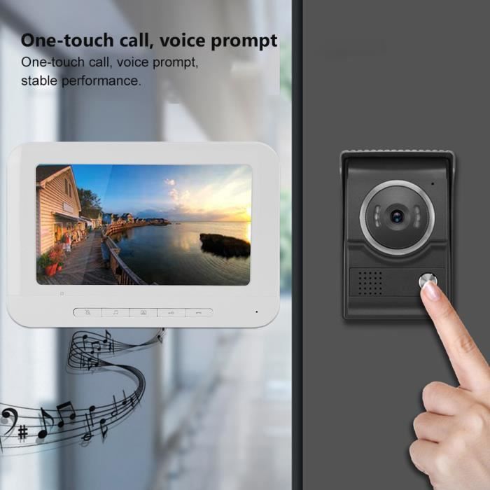 Sonnette De Porte Vidéo - SURENHAP - 7 Pouces - Vision Nocturne Infrarouge - Étanche - Moniteur DInterphone