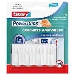 TESA 4 fixations pour rideaux + 6 Mini Powerstrips